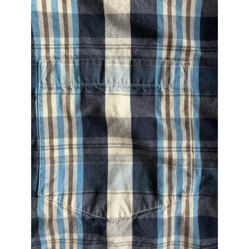 J.Crew Men's Blue Plaid Casual Tailored Long Sleeve Button Down - Size XL